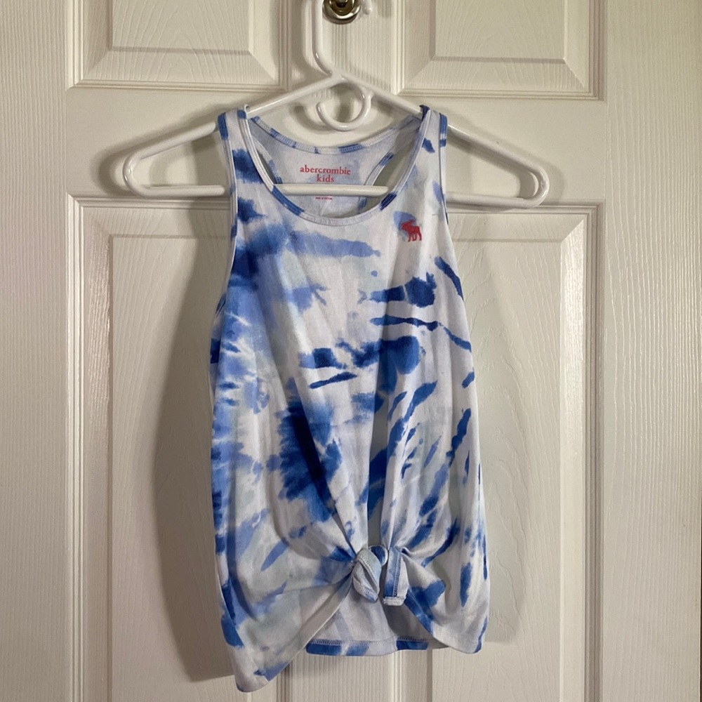 White and blue tie dye tank top, Abercrombie kids, Size 11-12